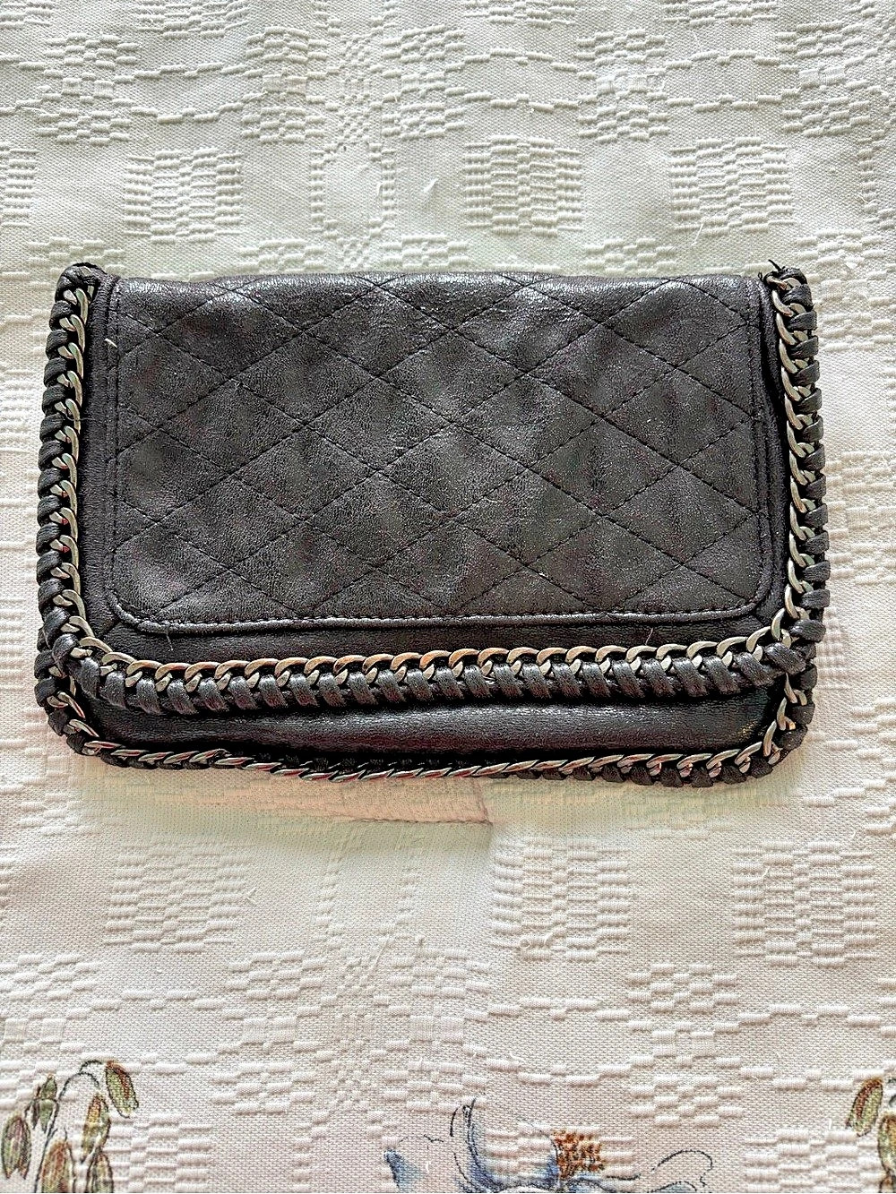 Quilted Wallet Clutch Bag Black